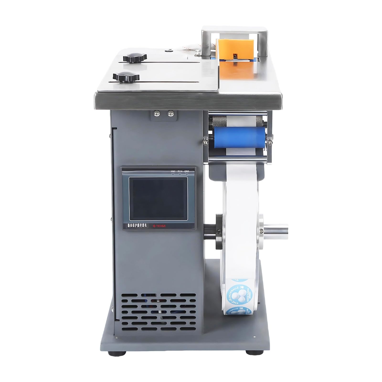 Etichettatrice semiautomatica per etichette rotonde, quadrate e scatole - Etichettatrice angolare a 90 gradi con regolazione del microcomputer PLC per imballaggi di piccole imprese