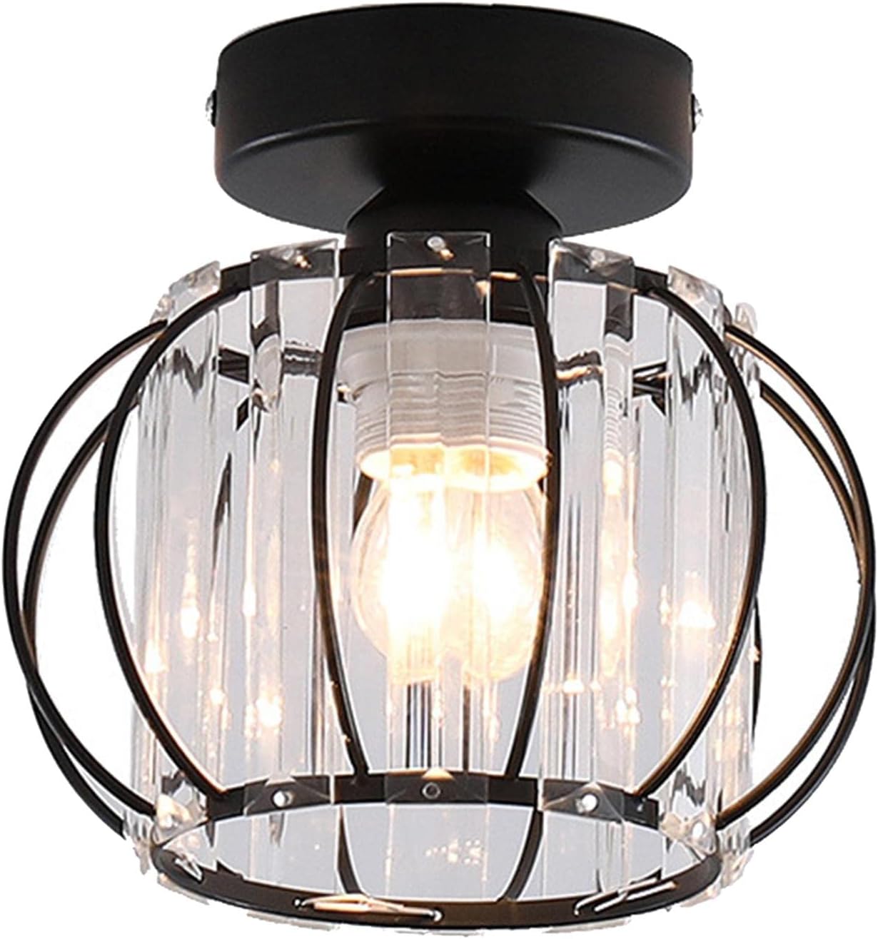 Cloud Modern Crystal Ceiling Light Lamp LED Semi Flush Mount Pendant Light Black