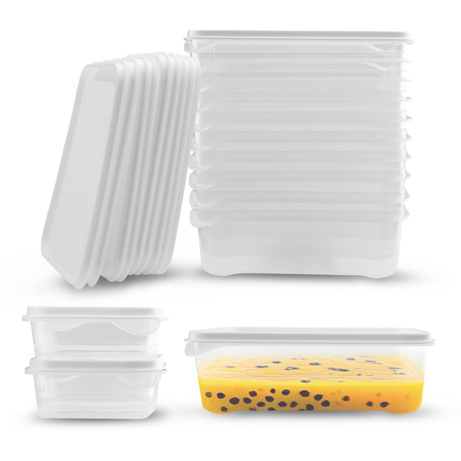 12 contenitori per alimenti, impilabili, contenitori in plastica con coperchio, per alimenti, set di contenitori per alimenti, organizer da cucina e stoccaggio
