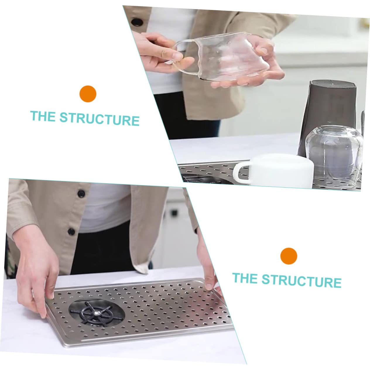 LIFKOME Lavavasos Inoxidable Enjuagadora de Vidrio para Fregadero de Cocina Automático de Tazas y Botellas Compatible con Diferentes Instalación para Uso Hogar y Bar