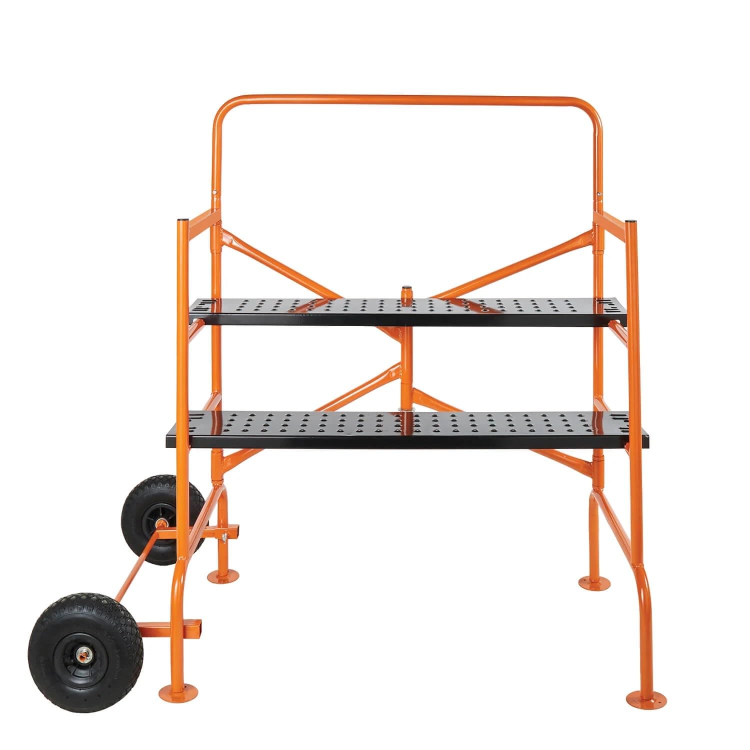 Coopers of Stortford - Folding Work Platform with Two Adjustable Decks - Portable Mini Scaffold with Wheels, 150kg Capacity - 140 x 78 x 135cm