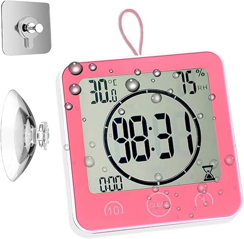 Reloj de baño impermeable y temporizador para ducha, reloj despertador digital resistente al agua con ventosa, reloj de pared para colgar en el baño