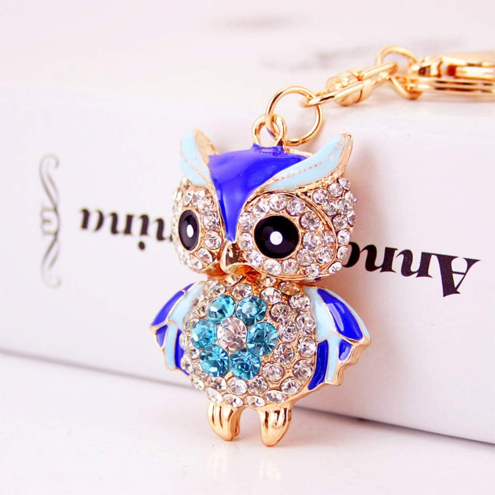 Cute Owl Shape Crystal Rhinestone Sparkling Keychain Bag Pendant Handbag Charm for Women Girls