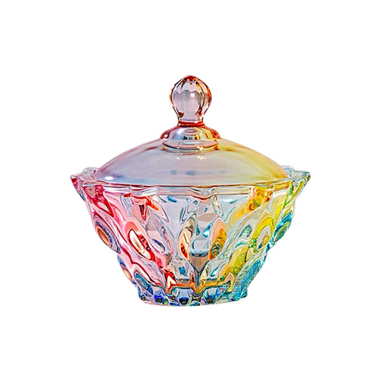 Luckte Transparent Colorful Embossed Clear Glass Apothecary Jar With Lid Cookie Jar Containers Wedding Candy Buffet Jars,Crystal Jewelry Box Glass Biscuit Jar