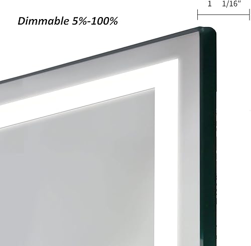 Miniatura 5 de B&C Espejo de baño LED de 20 x 28 pulgadas con luces de luz diurna de grado comercial de alto lúmenes, espejo de maquillaje con regulador