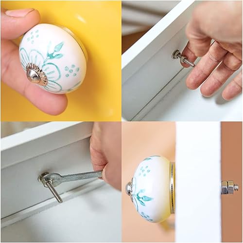Miniatura 4 de India Artistic Pomos de cerámica para gabinete (juego de 12) cajones multiusos para gabinete de cocina, puerta interior y cajón, armario, pomos