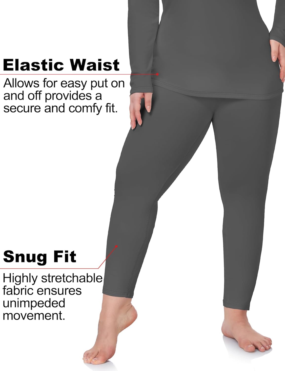 COOTRY Plus Size Thermal Underwear for Women Mock Neck Long Johns Base Layer Winter Top and Bottom Sets - Image 3