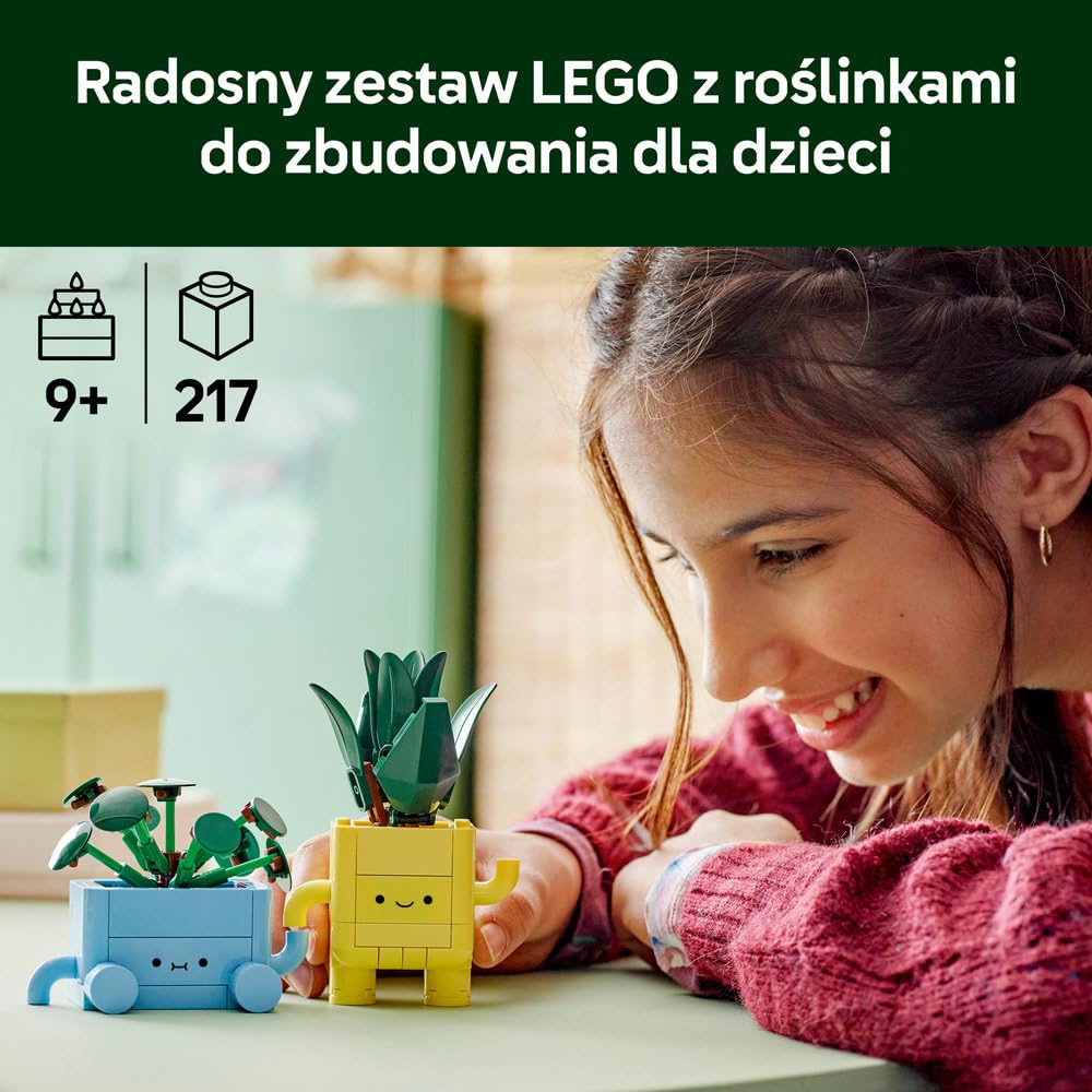 LEGO Botanicals Wesołe roślinki, dracena i pilea w doniczkach, zabawka konstrukcyjna dla dziecka, pomysł na prezent dla 9-latki, dla dziewczynki i chłopca, dekoracje do pokoju dziecięcego 10349
