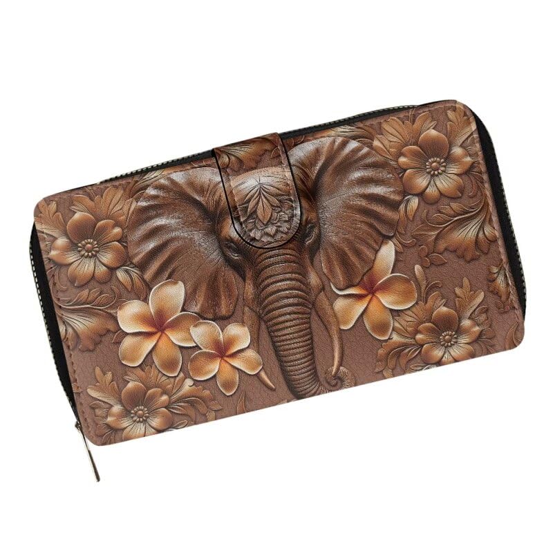 Image of COEQINE Ladies Wallets Pink Leopard Heart Black Printed Leather Phone Long Clutch Purses Check Coin Change Holder