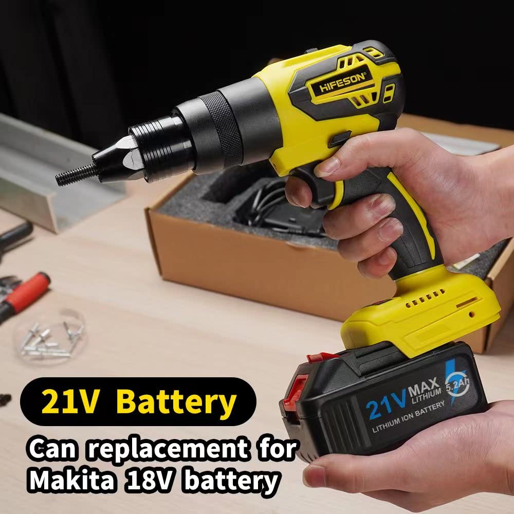 HIFESON electric riveter rivet gun Powerful Brushless Electric Ramm Gun