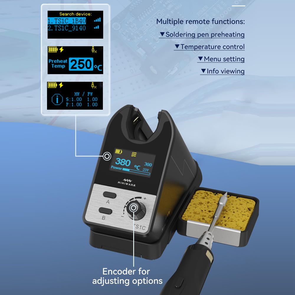 Saldatore wireless TS1C Super-condensatore Tecnologia di archiviazione Comunicazione BT Preriscaldamento intelligente Alimentazione PD standard Facile aggiornamento del firmware con TS-B02 Bit