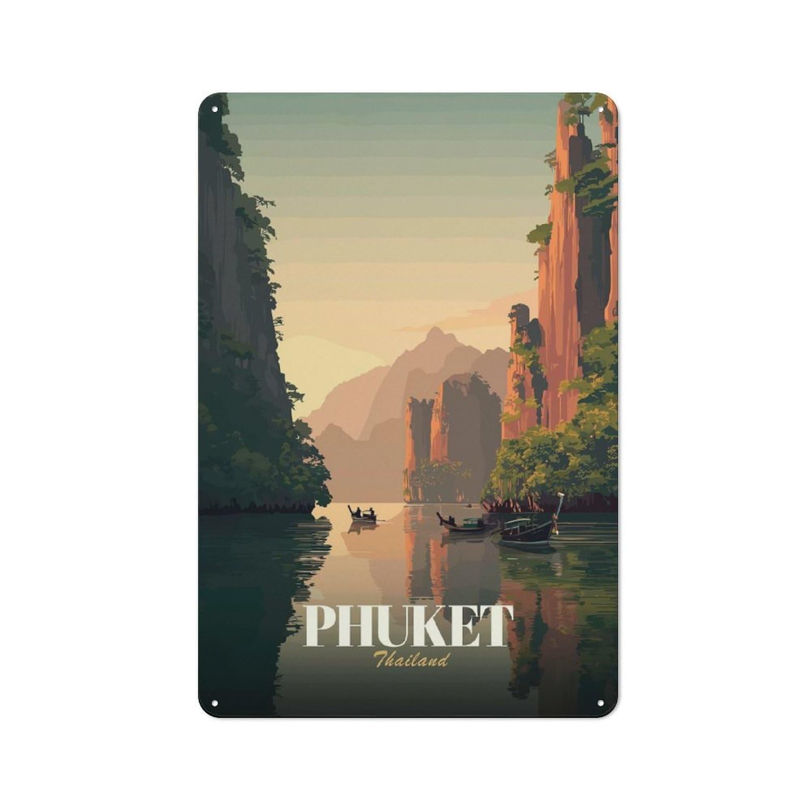 Phuket Thailand Travel (2) Classic Metal Wall Decor 30x20cm, Metal Wall Plaque for Hobby Room, Office, Lounge Or Living Room