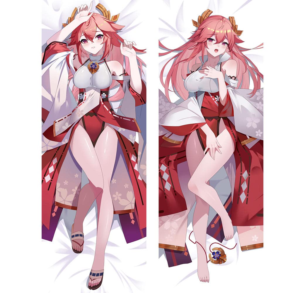 Dakimakura Pillow CaseGame Genshin Impact Lovely Yae Miko Cosplay Pillow Dakimakura Case Pink Peach 