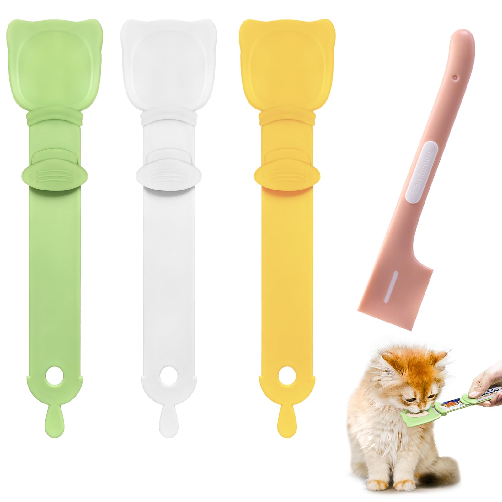 Idepet 4 Pcs Cat Strip Feeders Spoon,Cute Cats Treat Squeeze Spoons Pet Food Mixing Spoon Multifunctional Lickable Treat Feeding Dispenser for Cat