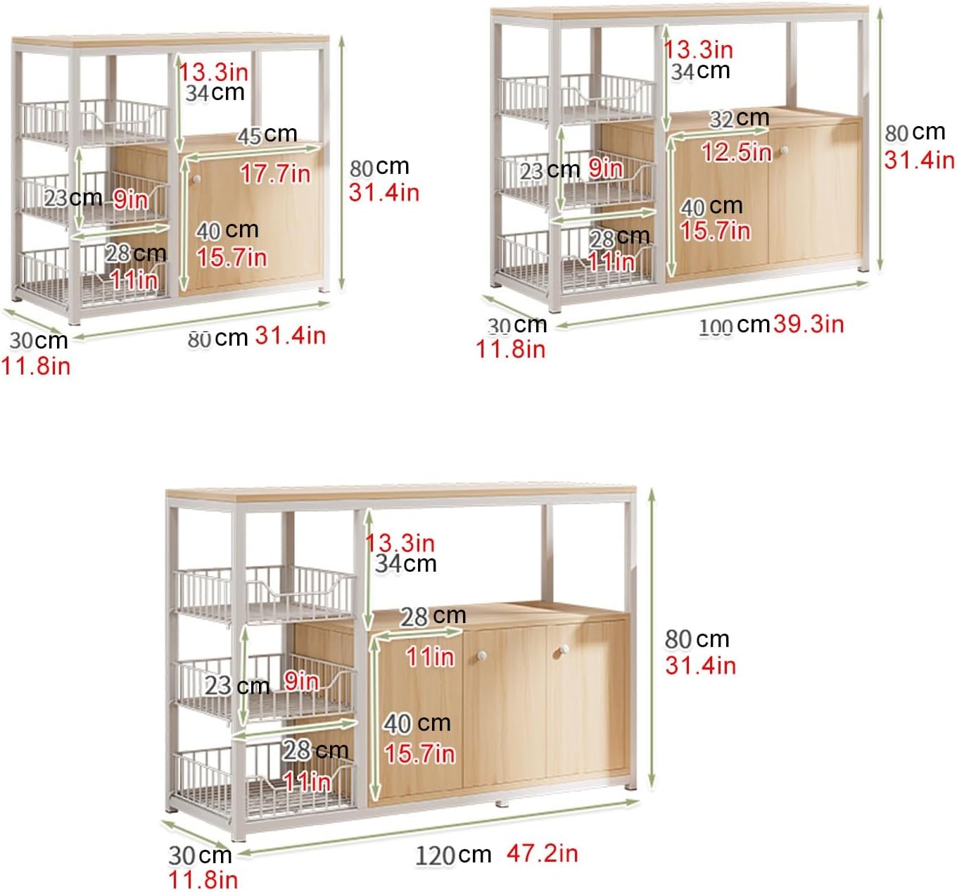 Kitchen Floor Cupboard Tall Storage Cabinet with Flip Doors Adjustable Shelves Kitchen Storage Sideboard with Countertop Free Standing，Microwave Oven Rack - Freestanding Kitchen Storage CABI