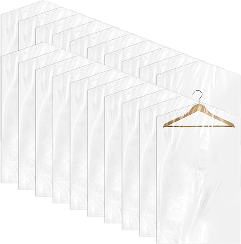 Paquete de 50 bolsas de plástico para limpieza en seco, 11.0 x 35.4 in, bolsas de plástico transparente a prueba de polvo para tintorería,