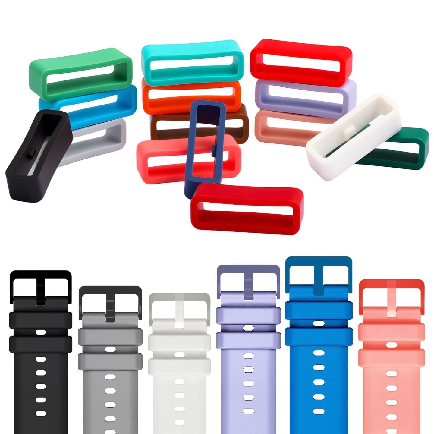 15-Pack Silicone Fastener Rings Holder, Secure Loop Clip for Watch Strap Compatible with Magic Band+ MagicBand 2.0 and All Magic Bands, Multi-Color Anti-Slip Security Accessories for Magic Band-image-41