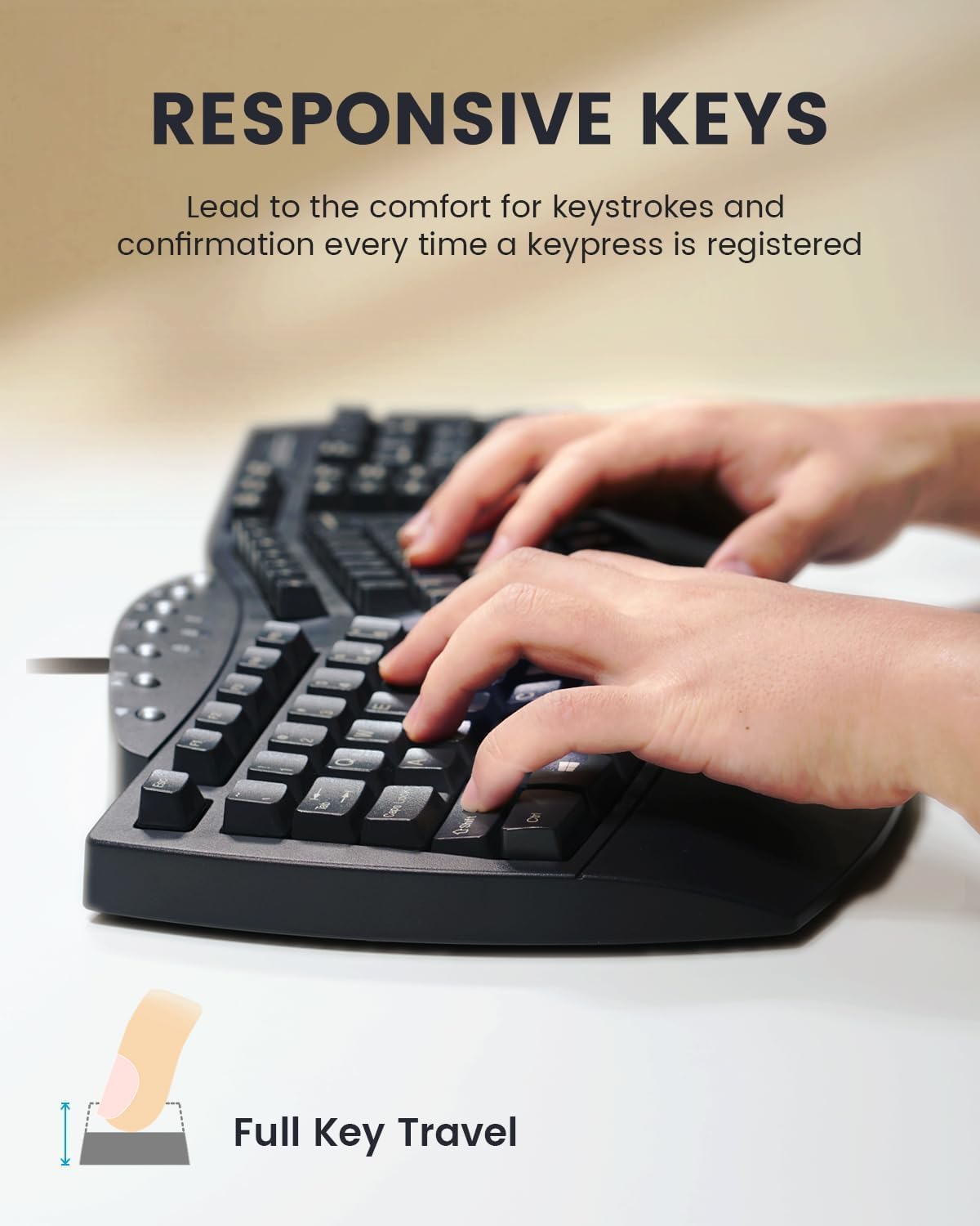 Perixx PERIBOARD-512 ergonomiczna łamana przewodowa klawiatura USB, 7 klawiszy multimedialnych, w kolorze czarnym, układ klawaitury: US QWERTY