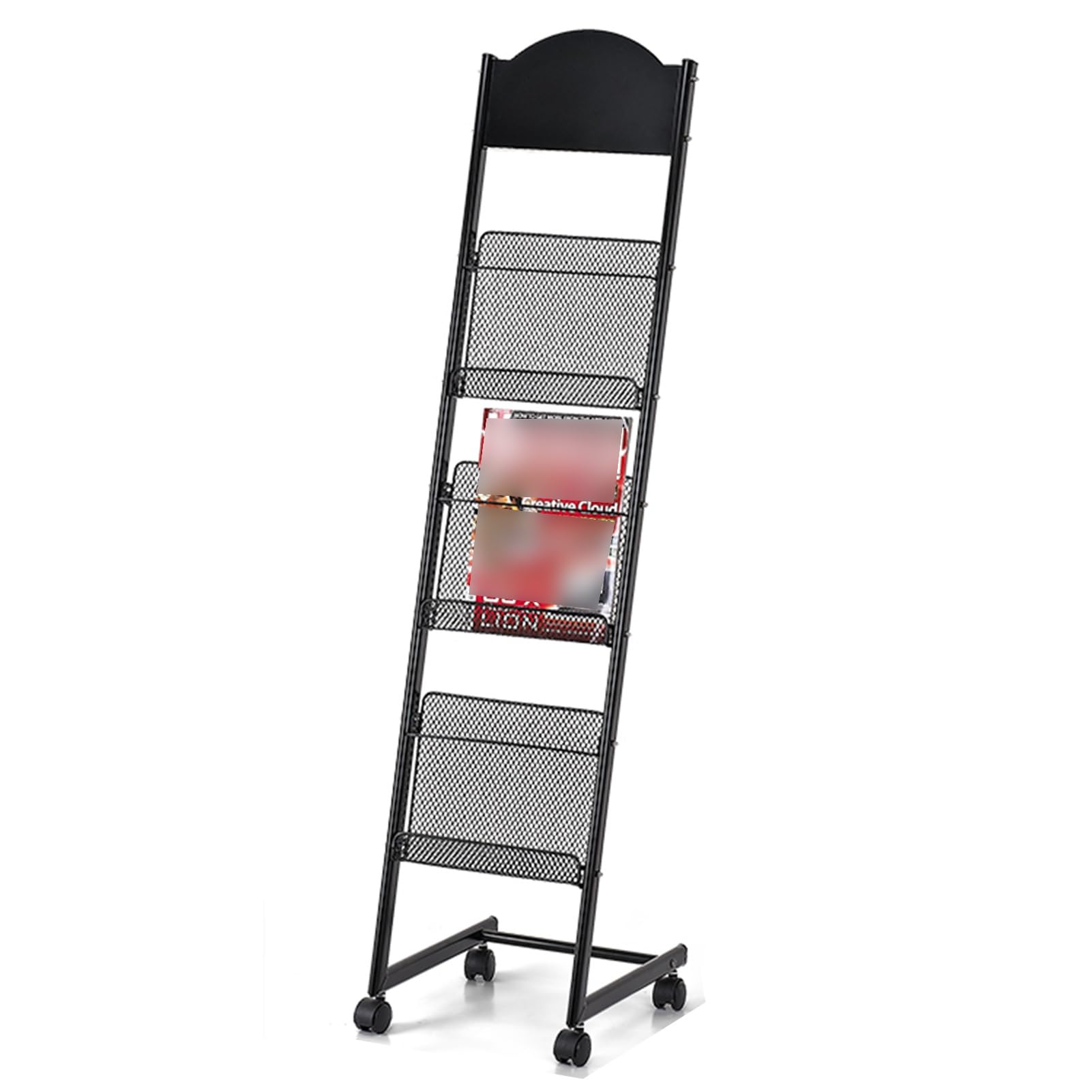 Rack de exhibición de piso giratorio de 4 niveles con base estable para periódicos