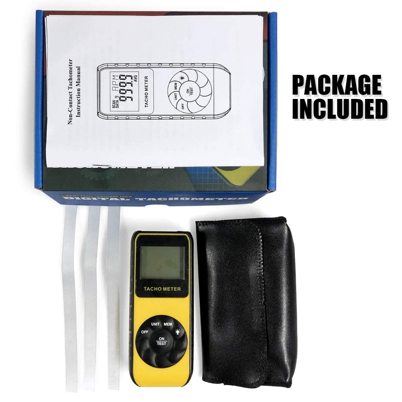 Tachymètre Laser Numérique Tachometer Sans Contact 7,0-99 999 tr/min, Enregistreur de Données, Mesurer Vitesse de Rotation RPM Moteur Voiture Camion Moto Tondeuse à Gâteau, AIOMEST AI-9235C