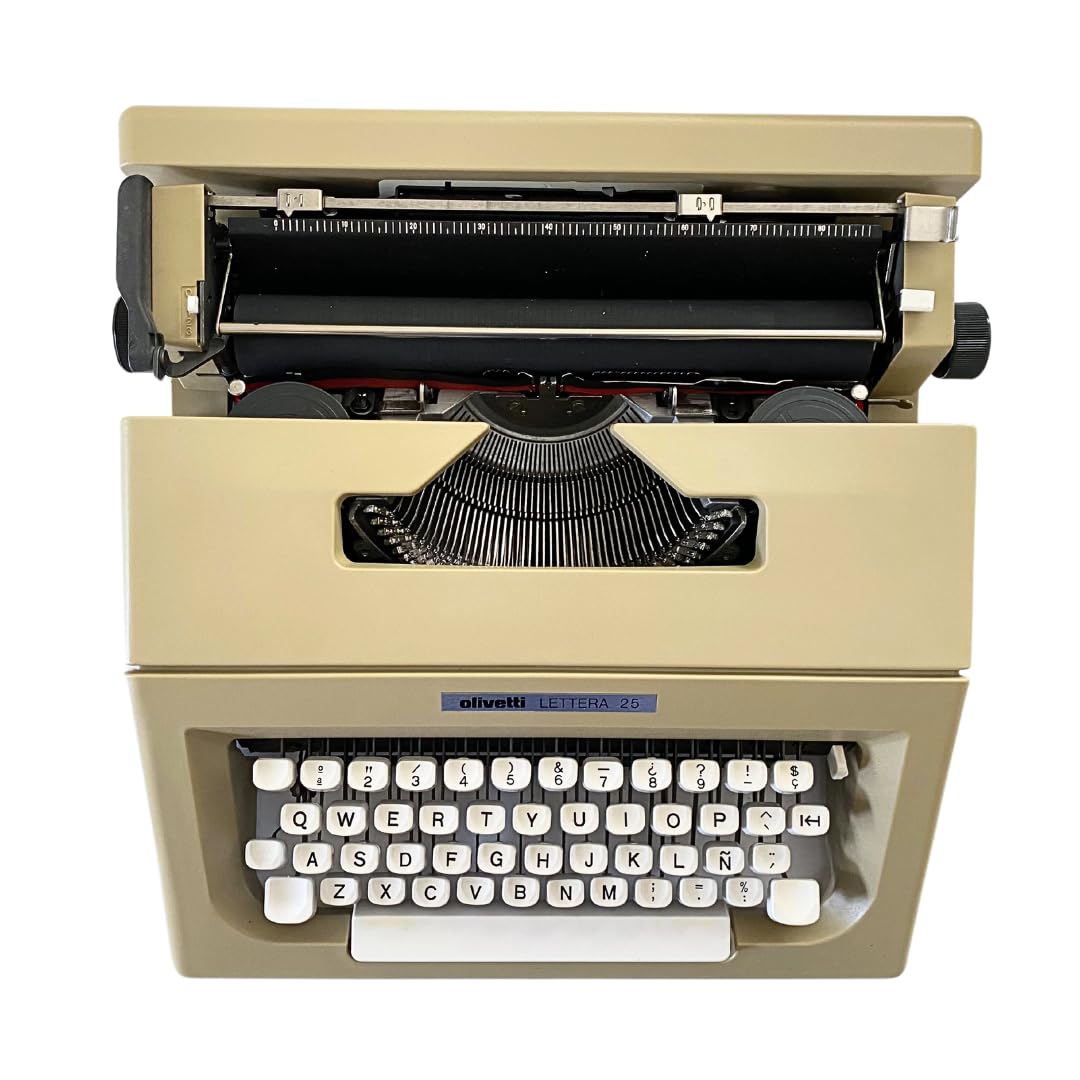 Genérico Máquina de Escribir Vintage Olivetti Lettera 25 - Teclado en Castellano Revisada y Funcional Ideal para Coleccionismo - Totalmente Funcional
