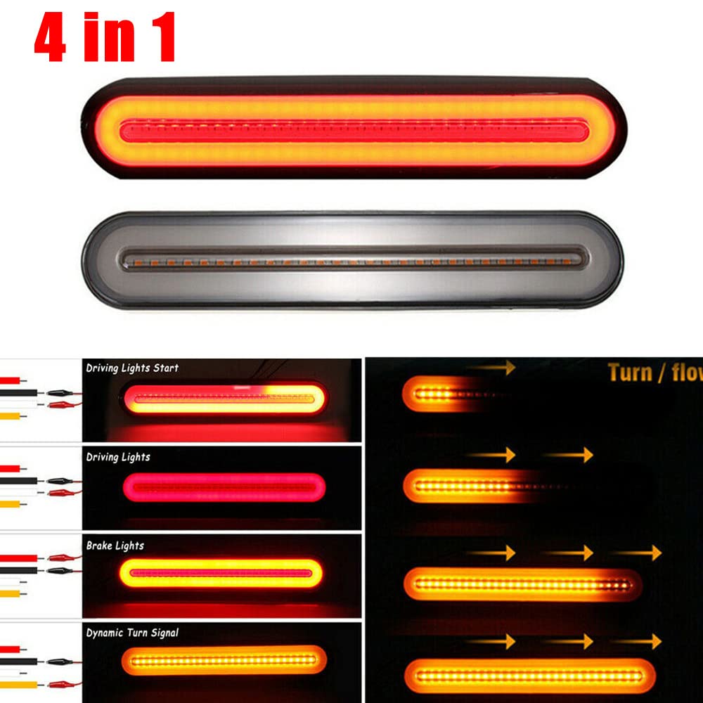 AIVYNA 2Pz 100 LED 4 in 1 Indicatore di Direzione per Auto Freno Lampade Posteriori Luci di Arresto Che Scorre Lampadina 12V Impermeabile per Rimorchio del Camion