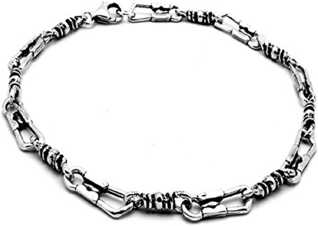 Blue Apple Co. Fisherman Link Bracelet Chain Solid 925 Sterling Silver Oxidize Design Cross