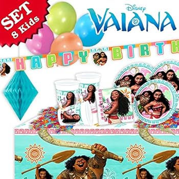 Geburtstagsfee Kit Pour Anniversaire Vaiana Enfant 48 Pieces Nappe Vaisselles Ballons Amazon Fr Jeux Et Jouets