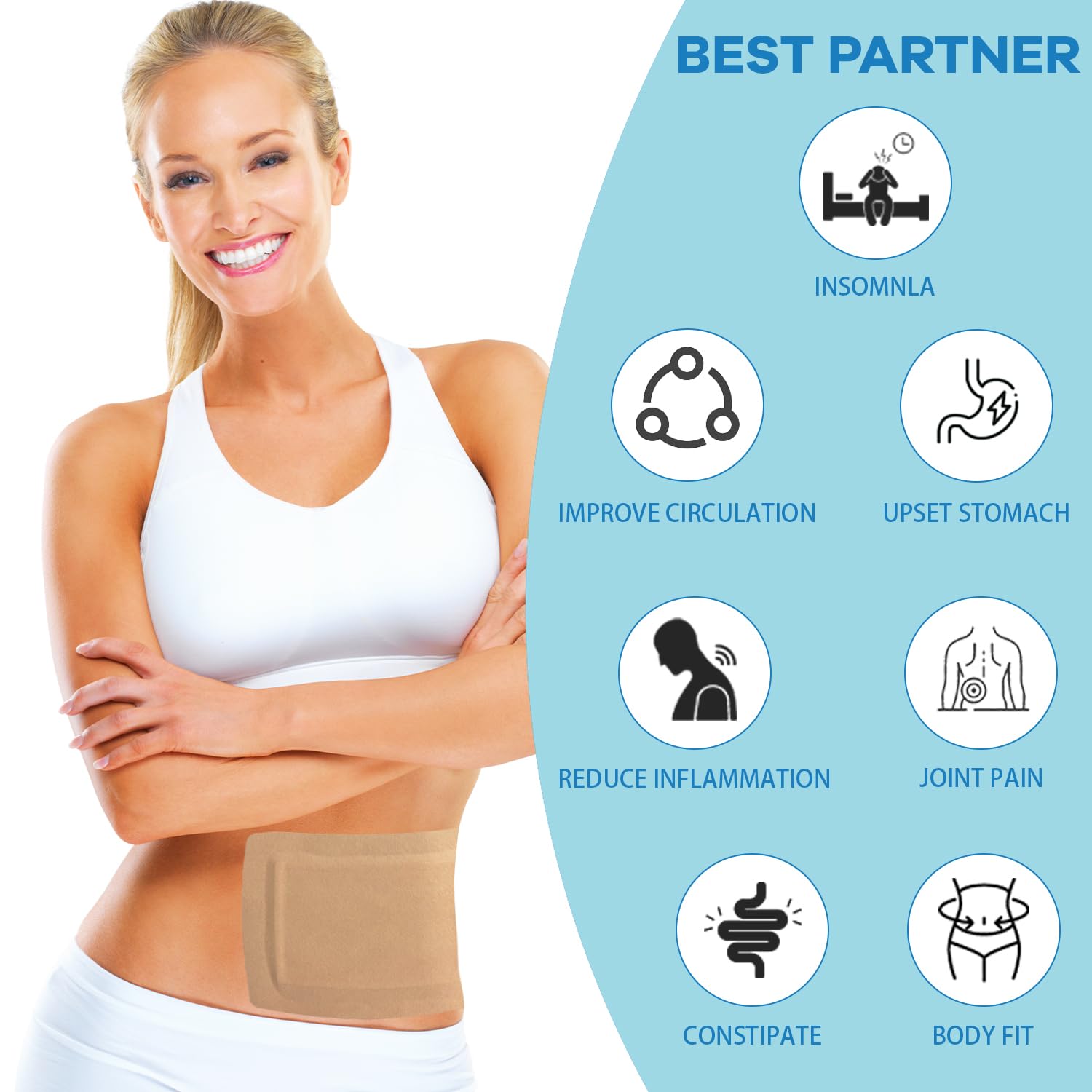 WOOWME 20Pcs Castor Oil Pack Wrap, Portable Castor Oil Packs, Disposable Castor Oil Patches, Anti Leakage Organic Cotton Castor Oil Pads for Stomach/Liver (Oil Not Included), 7.9