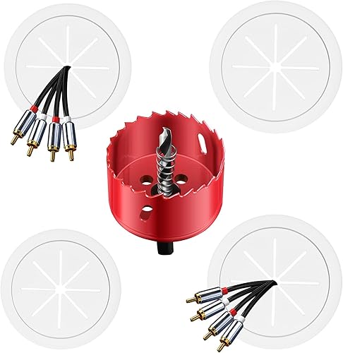 Ocultador de cable de TV para televisores montados en pared, el kit incluye 4 agujeros pasantes y 1 accesorio para taladro de sierra, fácil de