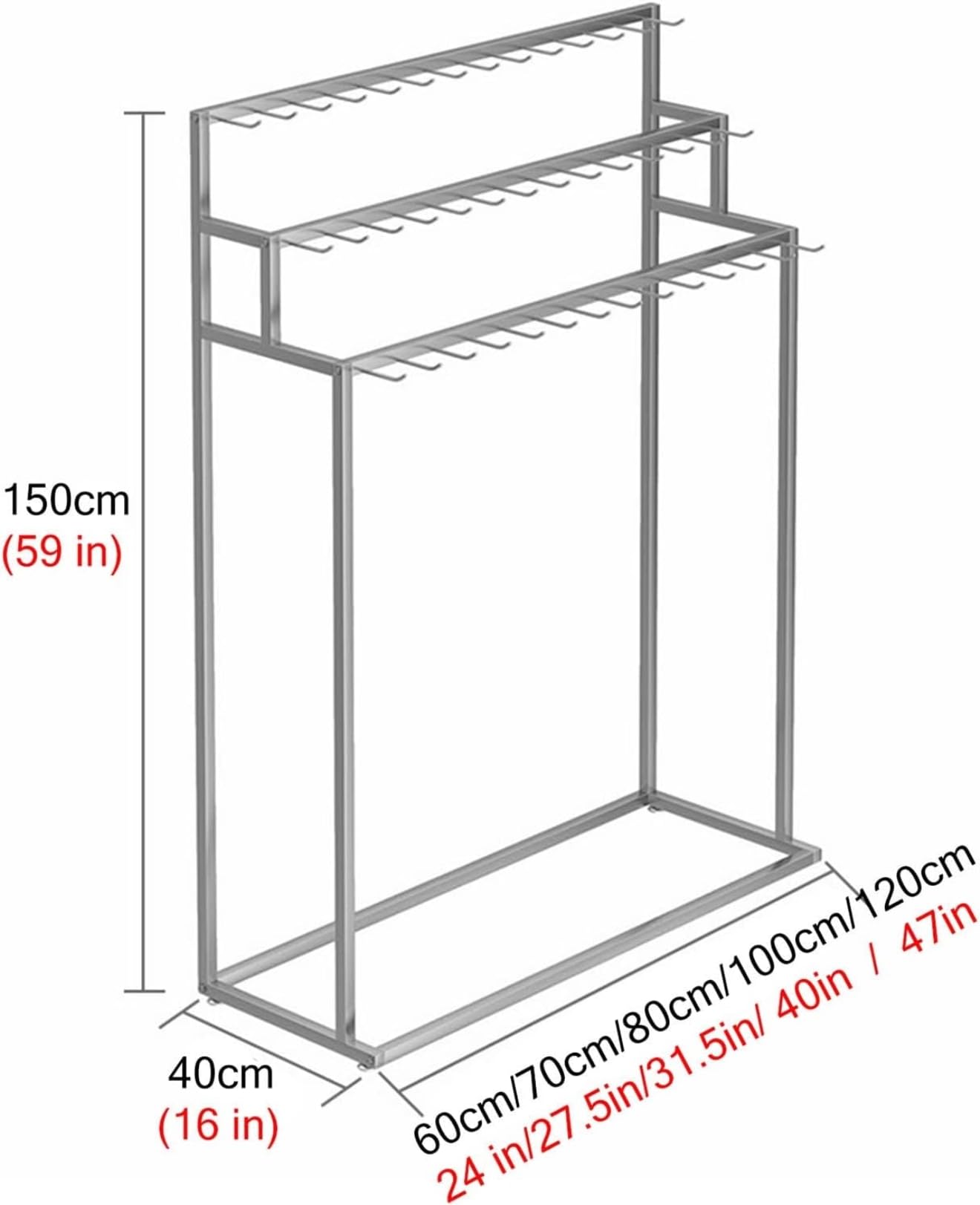 Soporte vertical para cinturón, organizador de 3 niveles con ganchos grandes para tienda de ropa, exhibición de ahorro de espacio para minoristas