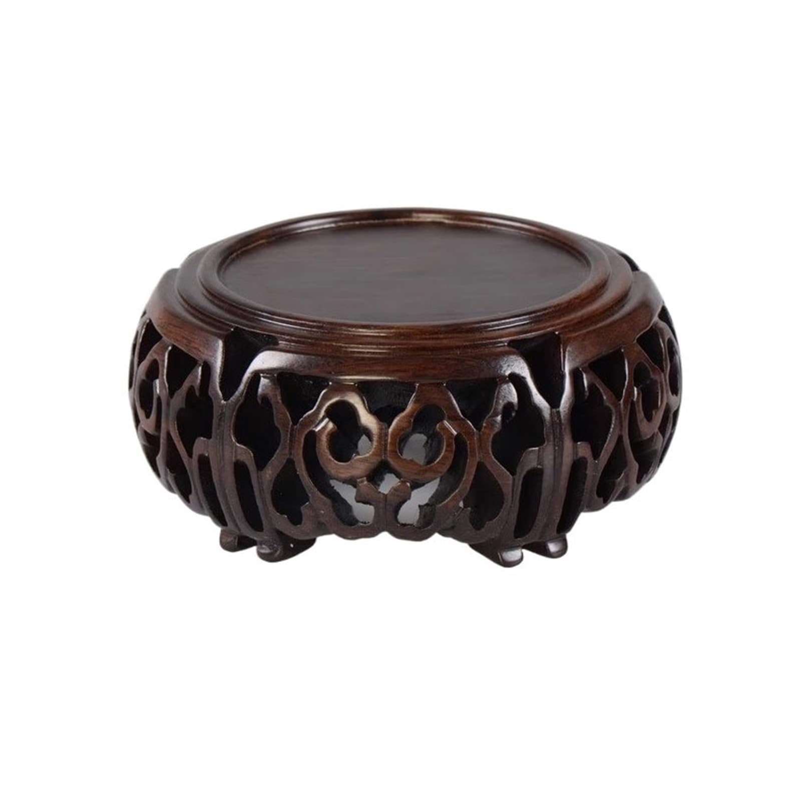 Bx9rE7tK3g Bonsai Display Stands Ebony Openwork Carving Base Homen Decoration Pedestal for Vase Tea Sets Flower Pot Holder(Small)