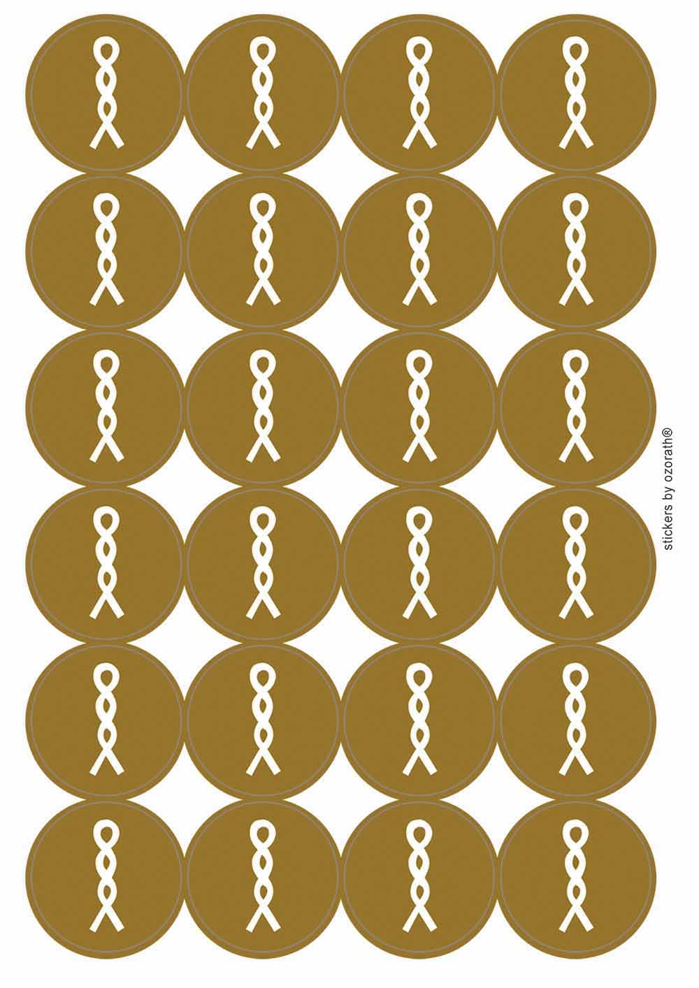 Ozorath Multicolor Egyptian Twisted Flax Hieroglyph Circular Matt Paper Stickers A4 Sheet Of 24 (Each Sticker Is 45Mm Diameter)