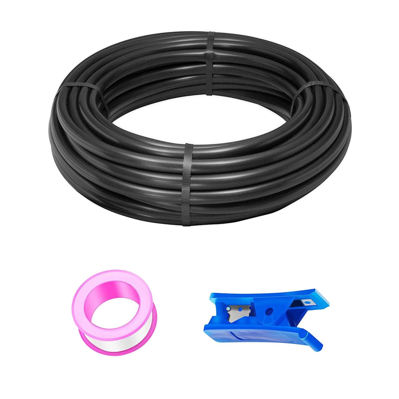HUAZIZ 20 Meter PolyuréthaneTuyau Noir Pneumatique, PU Tuyau Air, 10 mm OD x 6,5 mm ID, Polyuréthane PU Air Kit + 1 Pcs Coupe-Tuyau