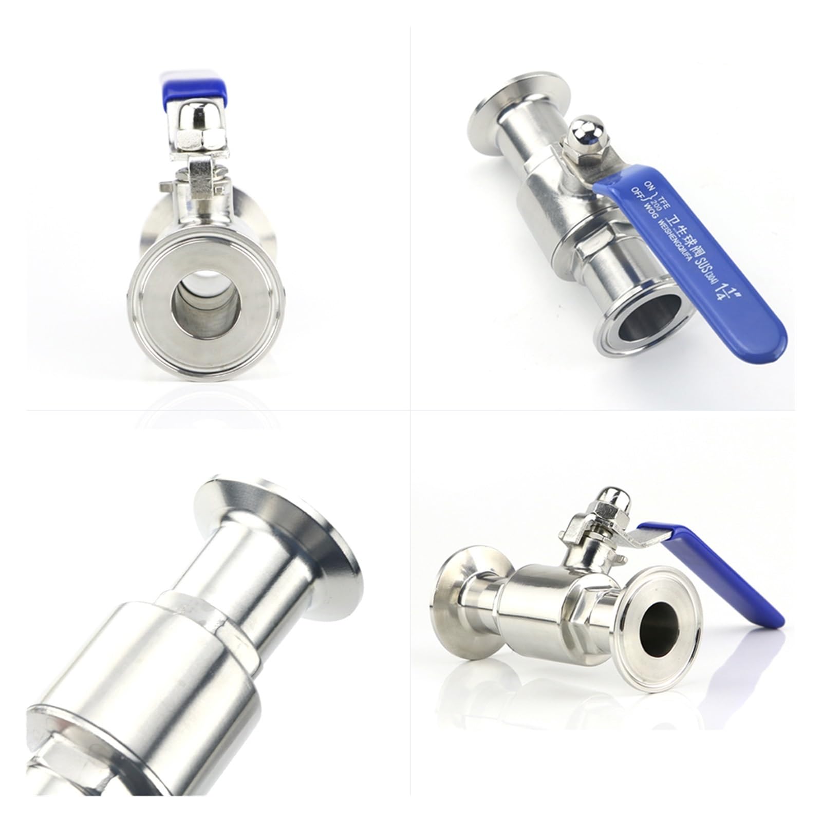 Sanitarny prosty zawór kulowy ze stali nierdzewnej 3/4 "1" 1-1/4" 1-1/2" 304 dla produktu 9/25/32/38/51mm (51 mm x tuleja 64)