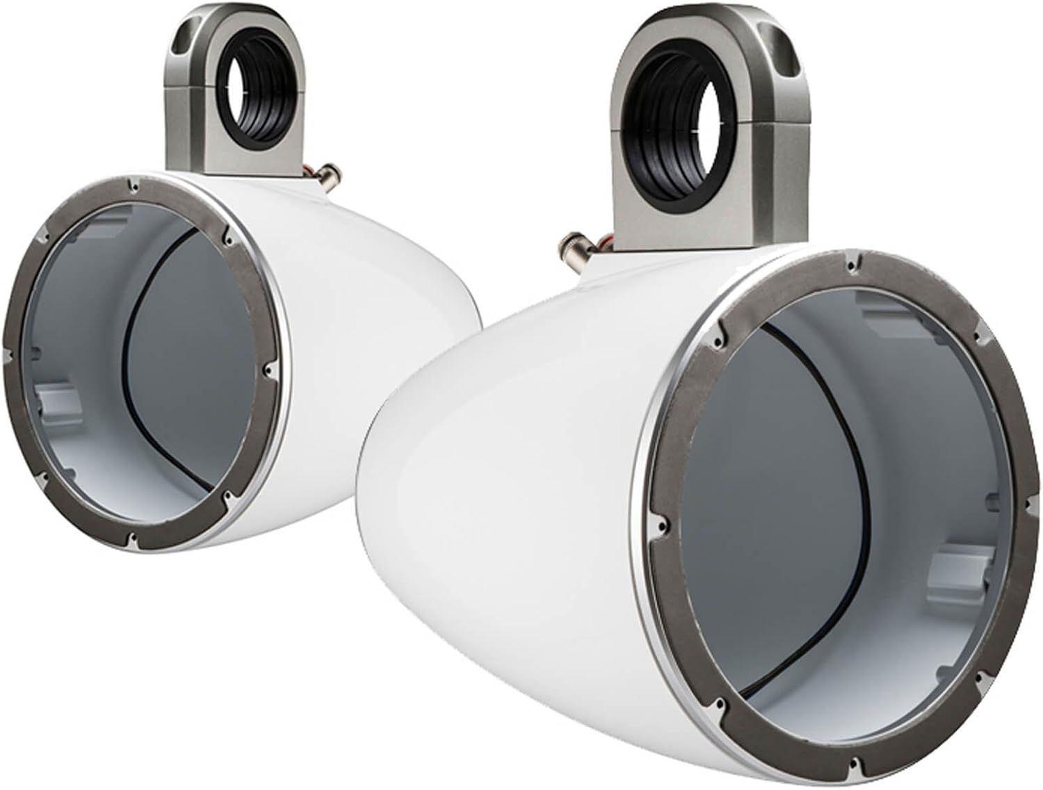 2 Pair (Qty 4) of Kicker KMTES 8" Weatherproof Marine Single Empty Tower Speaker Enclosures (White)