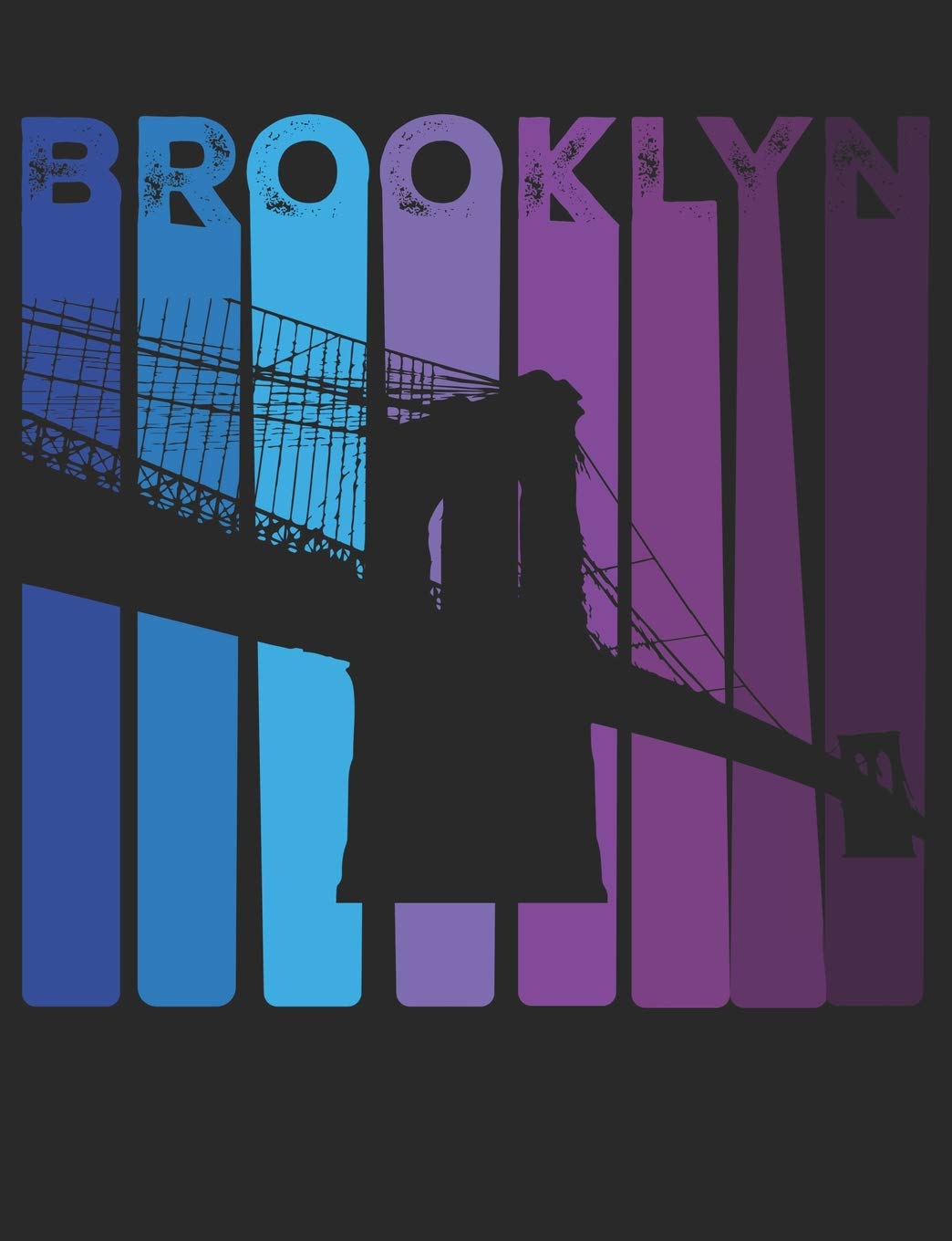 Brooklyn: An elegant 110-page 7.44''x 9.69'' Wide Ruled Lined Composition Notebook with Outline of Brooklyn Bridge