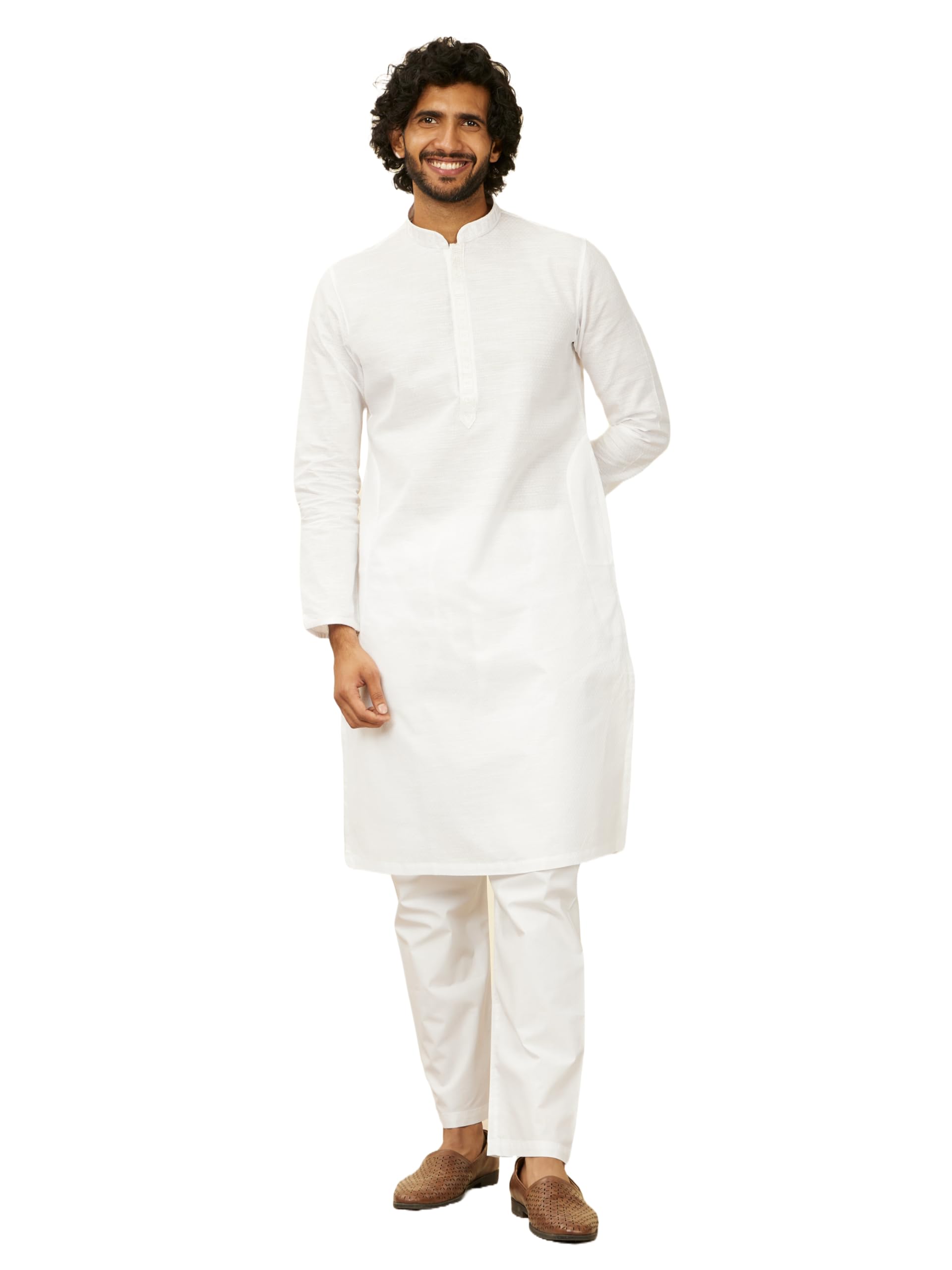 manyavar Men's Cotton Self Design Kurta Pyjama Set-picture-39