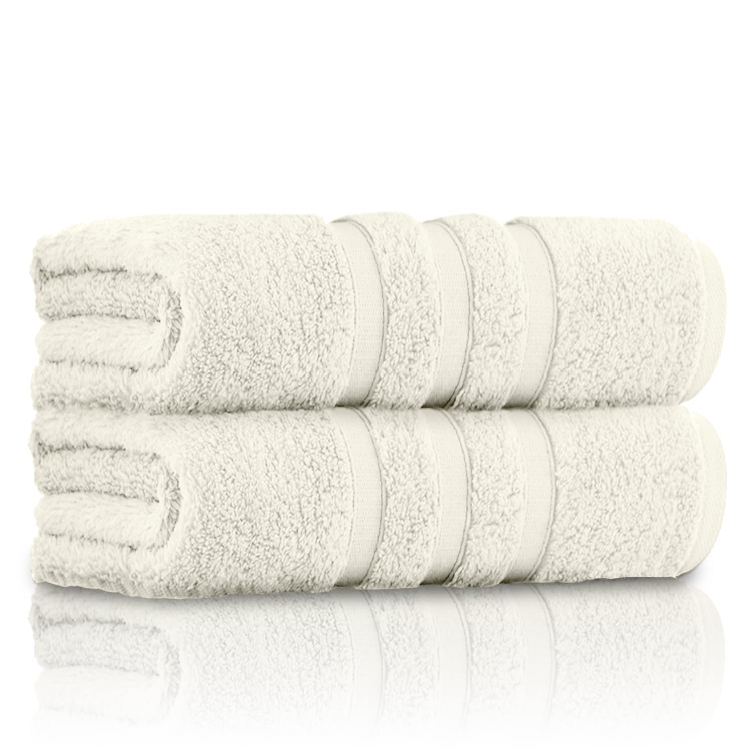 GC GAVENO CAVAILIA 100% Ringspun Cotton, Luxury 550 GSM Zero Twist Sheets, Egyptian, Cream, 70x120 Bath Towel
