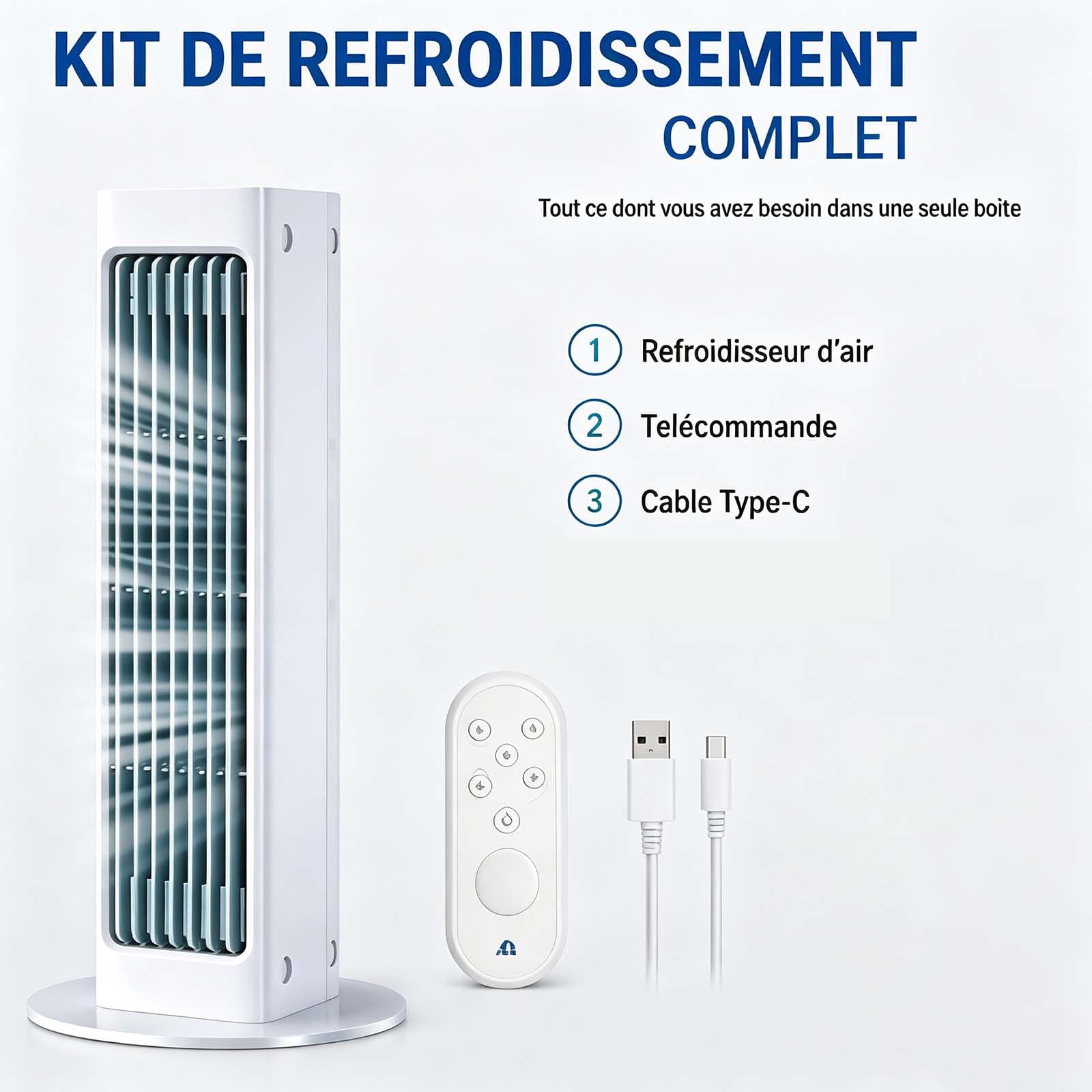 Breezamax – Qinux Breeza Max Climatiseur Portable, Rafraichisseur d'Air Réversible Mural et Bureau, Climatiseur Tactile Silencieux avec Télécommande, Version 2026 (Blanc)