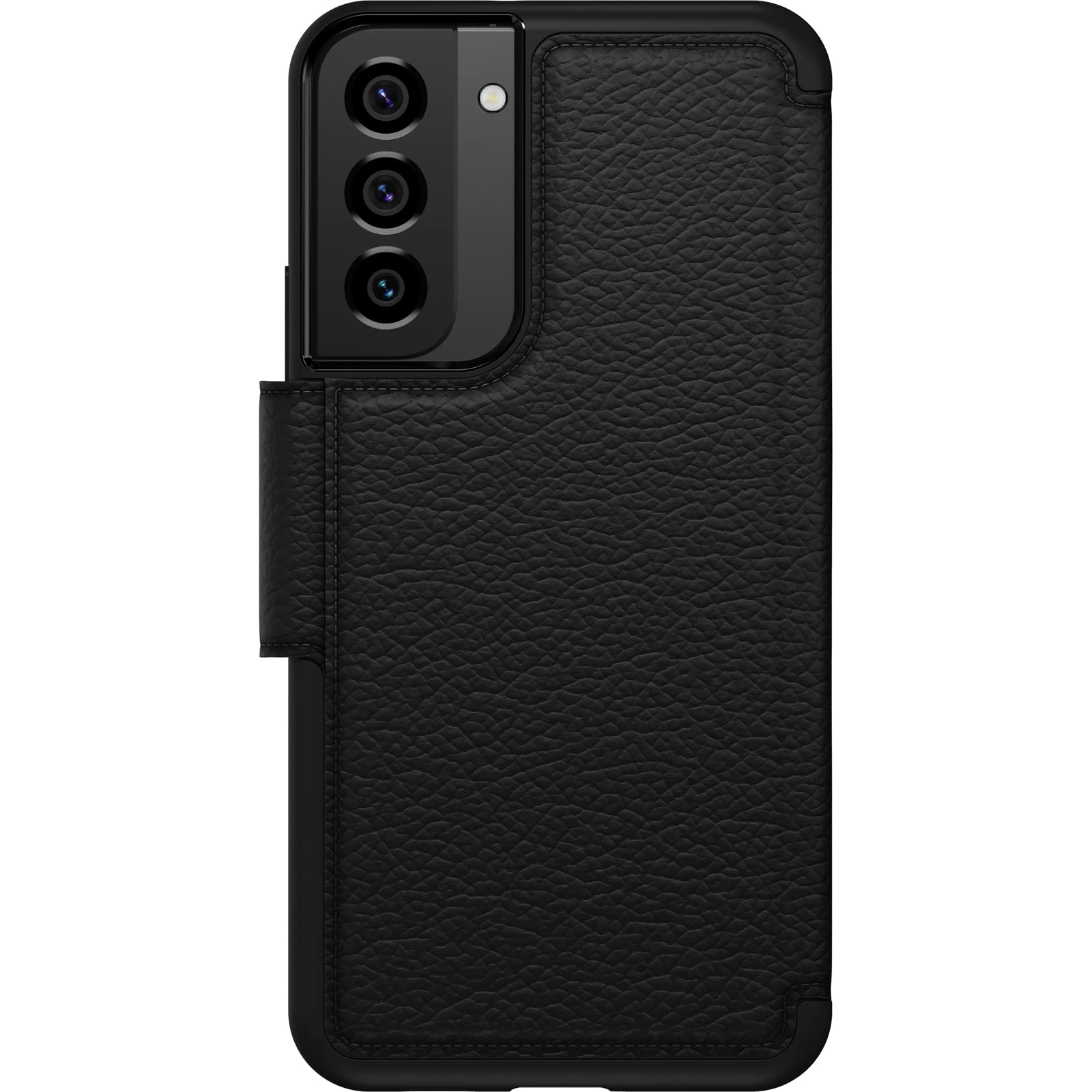 OtterBox Cover per Samsung Galaxy S22+ Strada, resistente a shock e cadute, vero cuoio, 2 slot carte di credito, testata 3x vs norme MIL-STD 810G, Nero