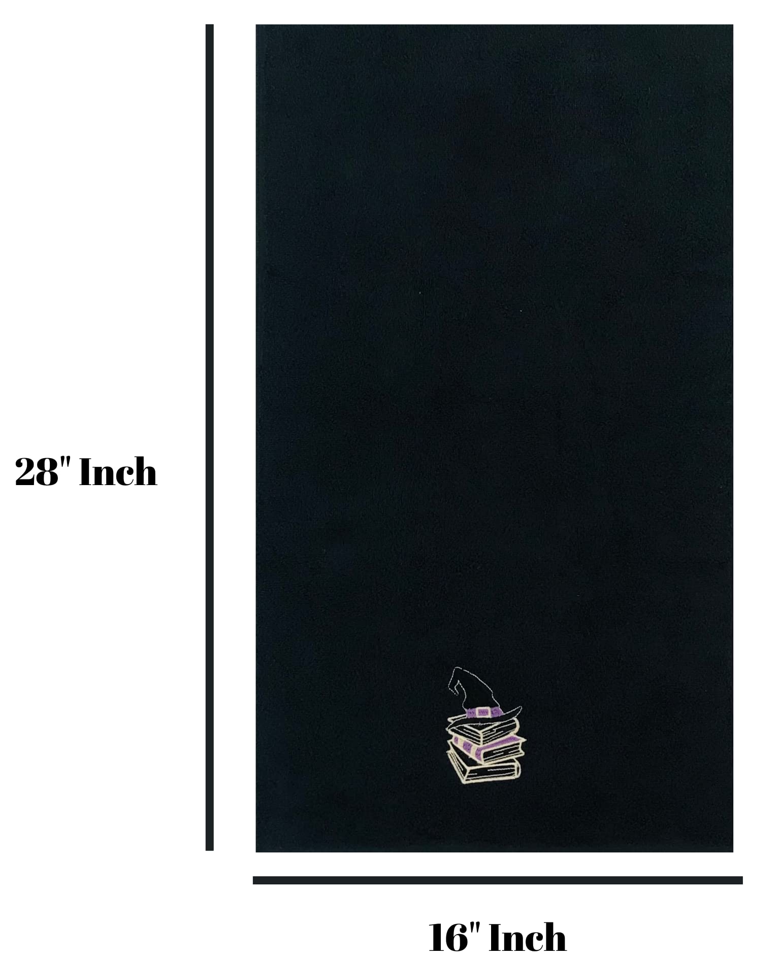 Decorative Halloween Hand Towels: Hocus Pocus Spell Bound Books with Witch Hat Embroidered Design on Black Plush Terry Cotton, Set of 2