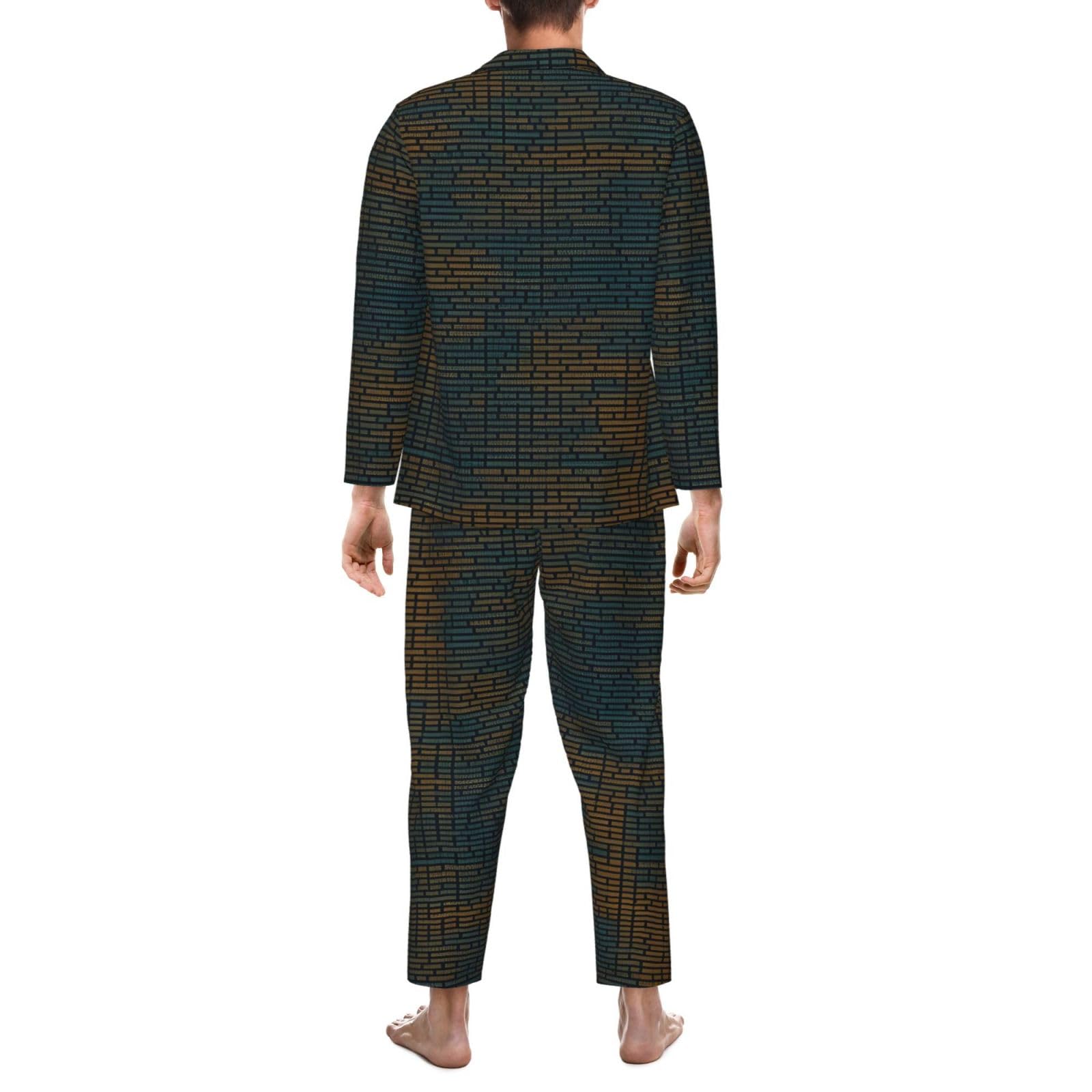 Programmazione Codice 1 Stampa Uomo Manica Lunga Pigiama Set Pigiameria Due Pezzi Casa Viaggio Outfit Lounge Pantaloni