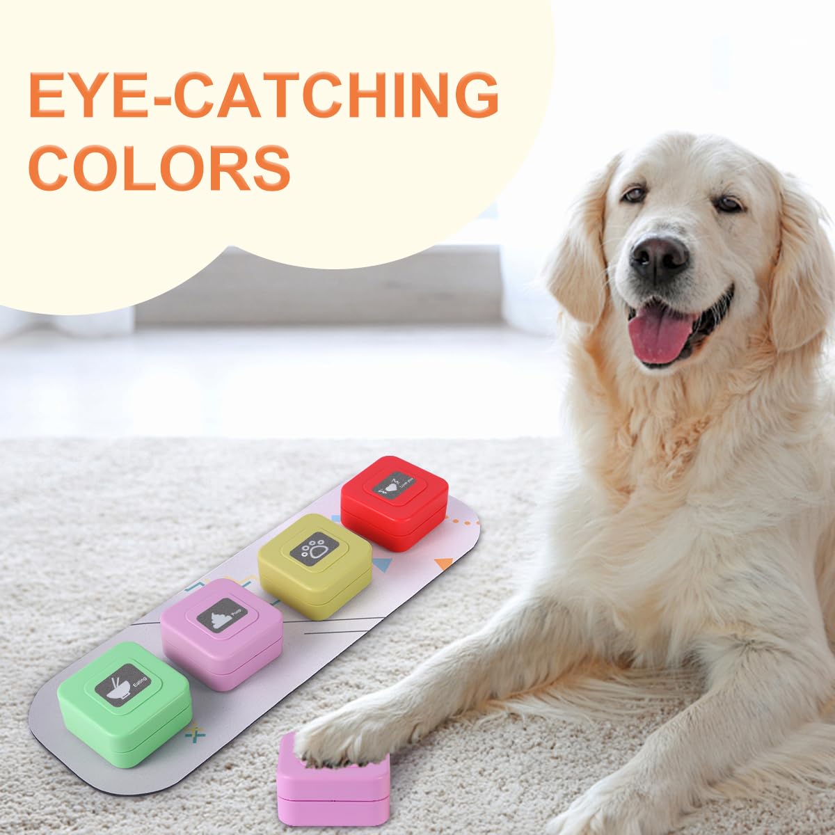 Dog Talk Button Voice Recording Button, Dog Buttons for Communication Pet Training Buzzer,Funny Gift for Family,Friends - 4 Color Packs