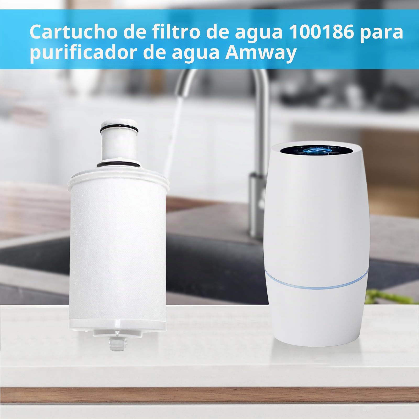 Filtro de agua de repuesto 100186 compatible con filtro de agua Amway Espring, filtración de alta precisión que permite el paso de calcio, magnesio, minerales beneficiosos