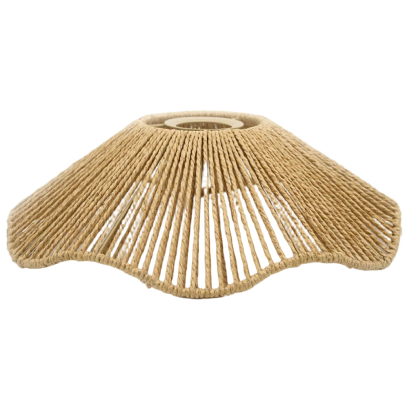 Rustic Boho Flower Shape Woven Lampshade, Hanging Lamp Ceiling Pendant Chandelier Shade for Hallway Bedroom Kitchen