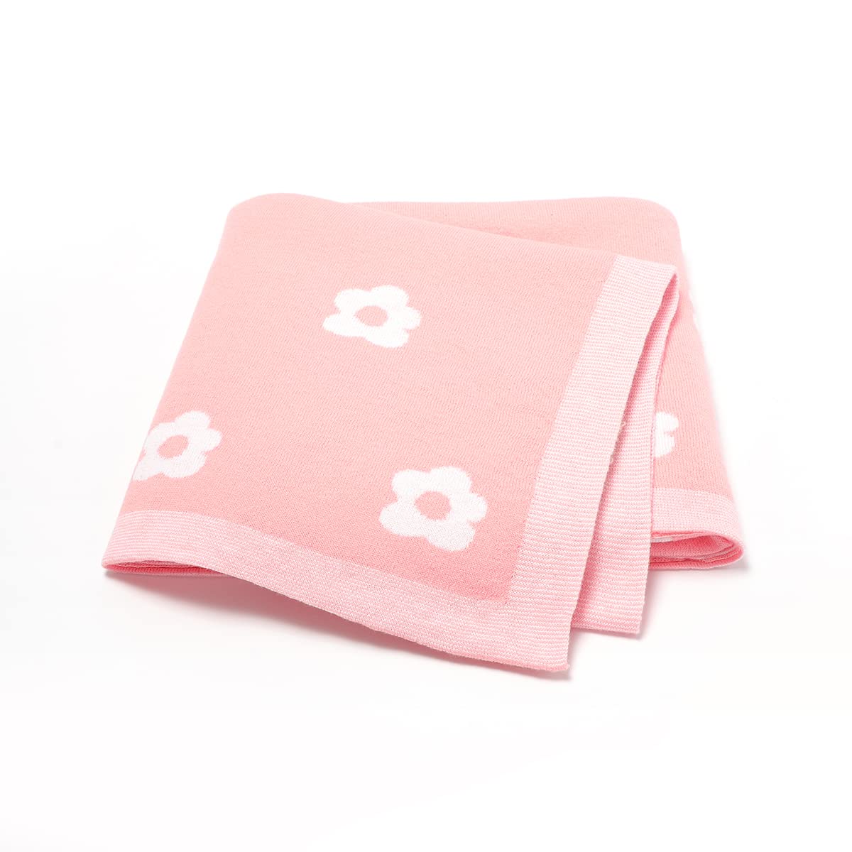 DovFanny Baby Blanket Cotton Soft Knitting Blanket for Boy and girl Infant Toddler Crib Cot Stroller 90 x 70cm Pink