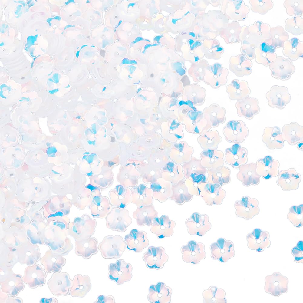 SUNNYCLUE 1 Box About 3600Pcs Small Sequins Clear Flat Sequin Bulk Plastic PVC Crystal Iridescent Paillettes Art Glitters Round Loose Hole Spangles for Sewing Craft DIY Embroidery Ornament Accessories