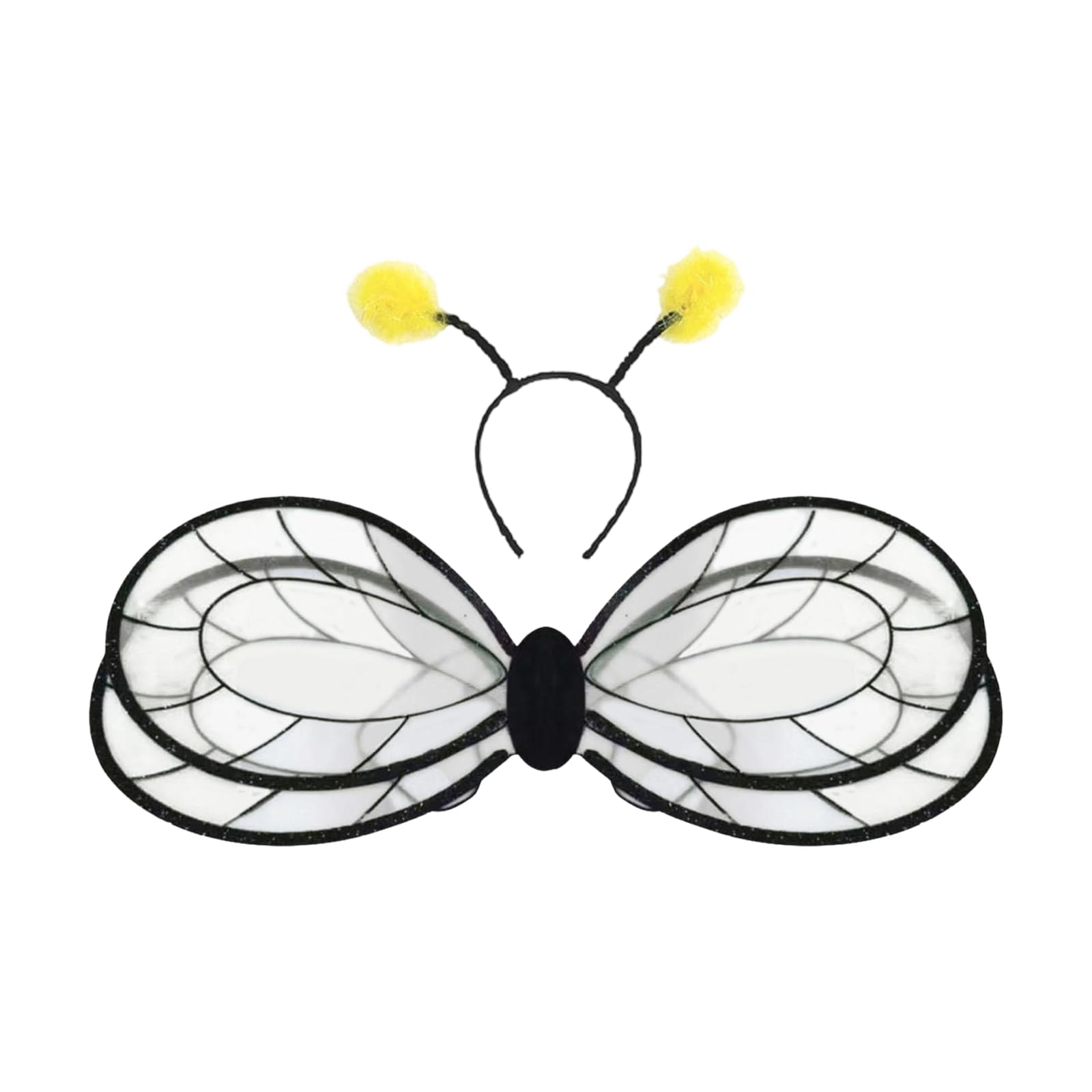 LOVIVER Bee Wing with Headband Bee Costume Tutu Costumes Accessories for Adult Women Kids Girls Easy to Wear Costume Set or Halloween Birthday Christmas Themed Party, Black