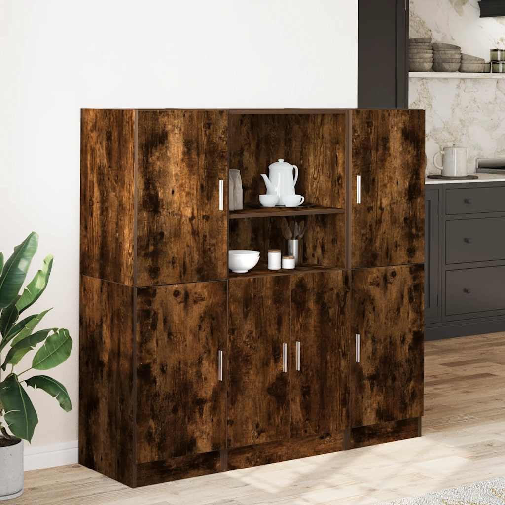 3-TLG - Juego de muebles de cocina (madera de roble ahumado)